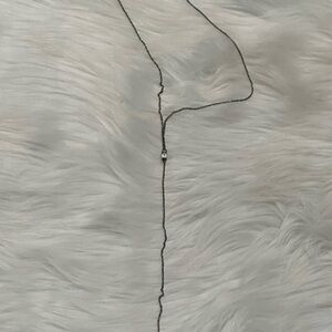 Rhodium black and emerald cut CZ  lariat Y necklace NEW